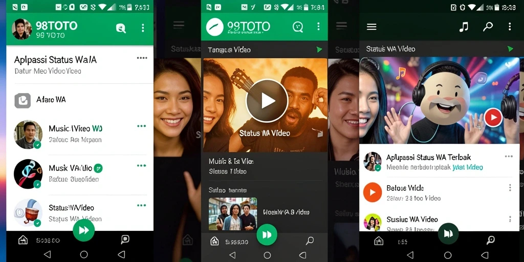 Tampilan antarmuka 98TOTO dengan koleksi Status WA Video.