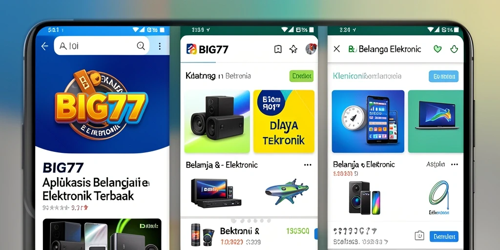 Antarmuka aplikasi BIG77 dengan fitur belanja elektronik yang menarik.