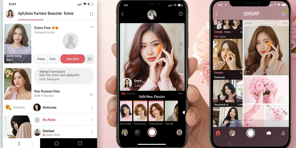 Antarmuka SERURP yang menarik dengan berbagai fitur Kamera Beautify.