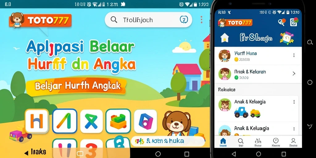 Tampilan antarmuka interaktif TOTO777 untuk belajar huruf dan angka.