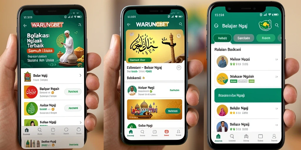 Tampilan antarmuka aplikasi WARUNGBET untuk belajar ngaji yang interaktif
