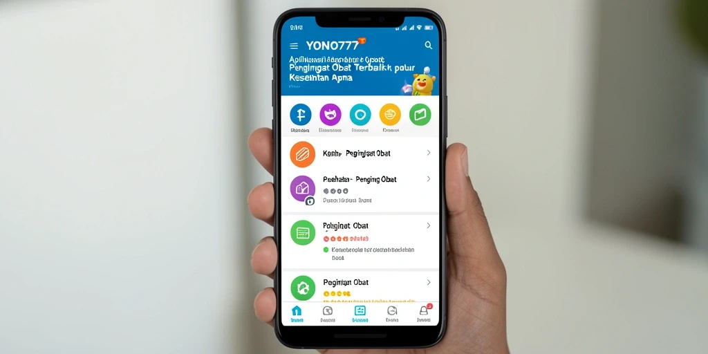 Tampilan antarmuka YONO777 dengan fitur pengingat obat yang jelas.