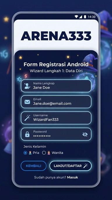 Cara Mudah Registrasi Akun arena333 untuk Android